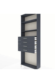 Arges Dolap 3 Raflı 4 Çekmeceli 88x30x243 Antrasit-Antrasit