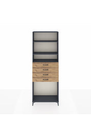 Arges Dolap 3 Raflı 4 Çekmeceli 88x30x243 Antrasit-Çam