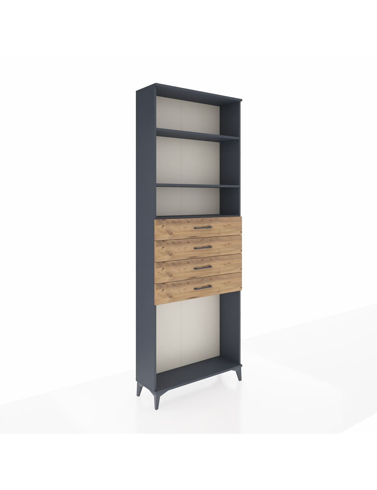 Arges Dolap 3 Raflı 4 Çekmeceli 88x30x243 Antrasit-Çam