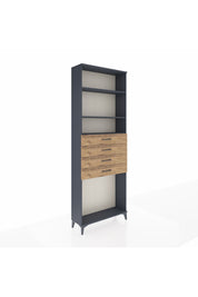 Arges Dolap 3 Raflı 4 Çekmeceli 88x30x243 Antrasit-Çam