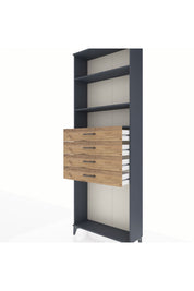 Arges Dolap 3 Raflı 4 Çekmeceli 88x30x243 Antrasit-Çam