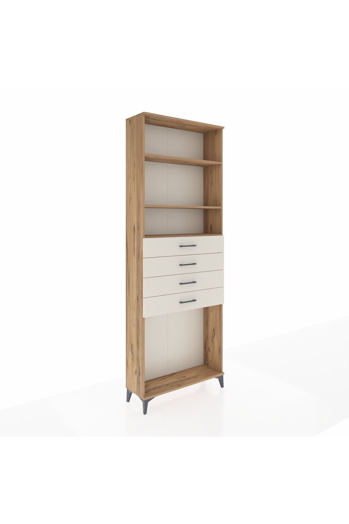 Arges Dolap 3 Raflı 4 Çekmeceli 88x30x243 Çam-Aytaşı