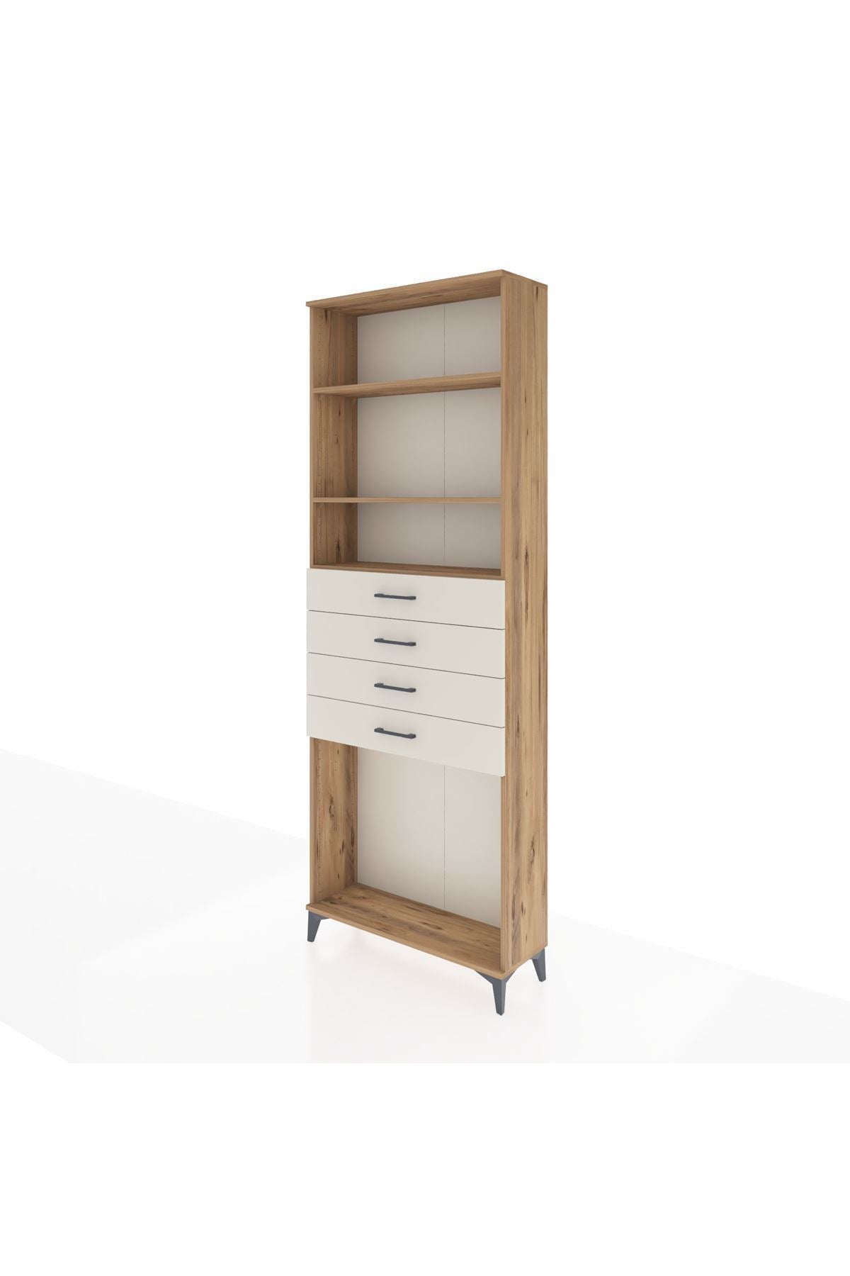 Arges Dolap 3 Raflı 4 Çekmeceli 88x30x243 Çam-Aytaşı