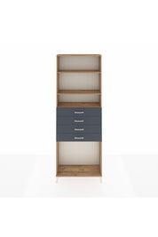 Arges Dolap 3 Raflı 4 Çekmeceli 88x30x243 Çam-Antrasit