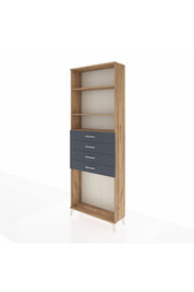 Arges Dolap 3 Raflı 4 Çekmeceli 88x30x243 Çam-Antrasit