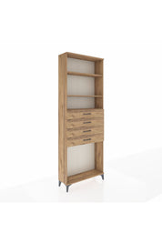 Arges Dolap 3 Raflı 4 Çekmeceli 88x30x243 Çam-Çam