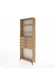 Arges Dolap 3 Raflı 4 Çekmeceli 88x30x243 Çam-Çam