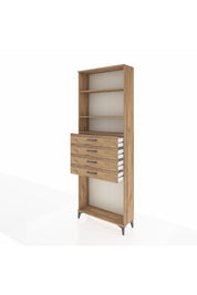 Arges Dolap 3 Raflı 4 Çekmeceli 88x30x243 Çam-Çam