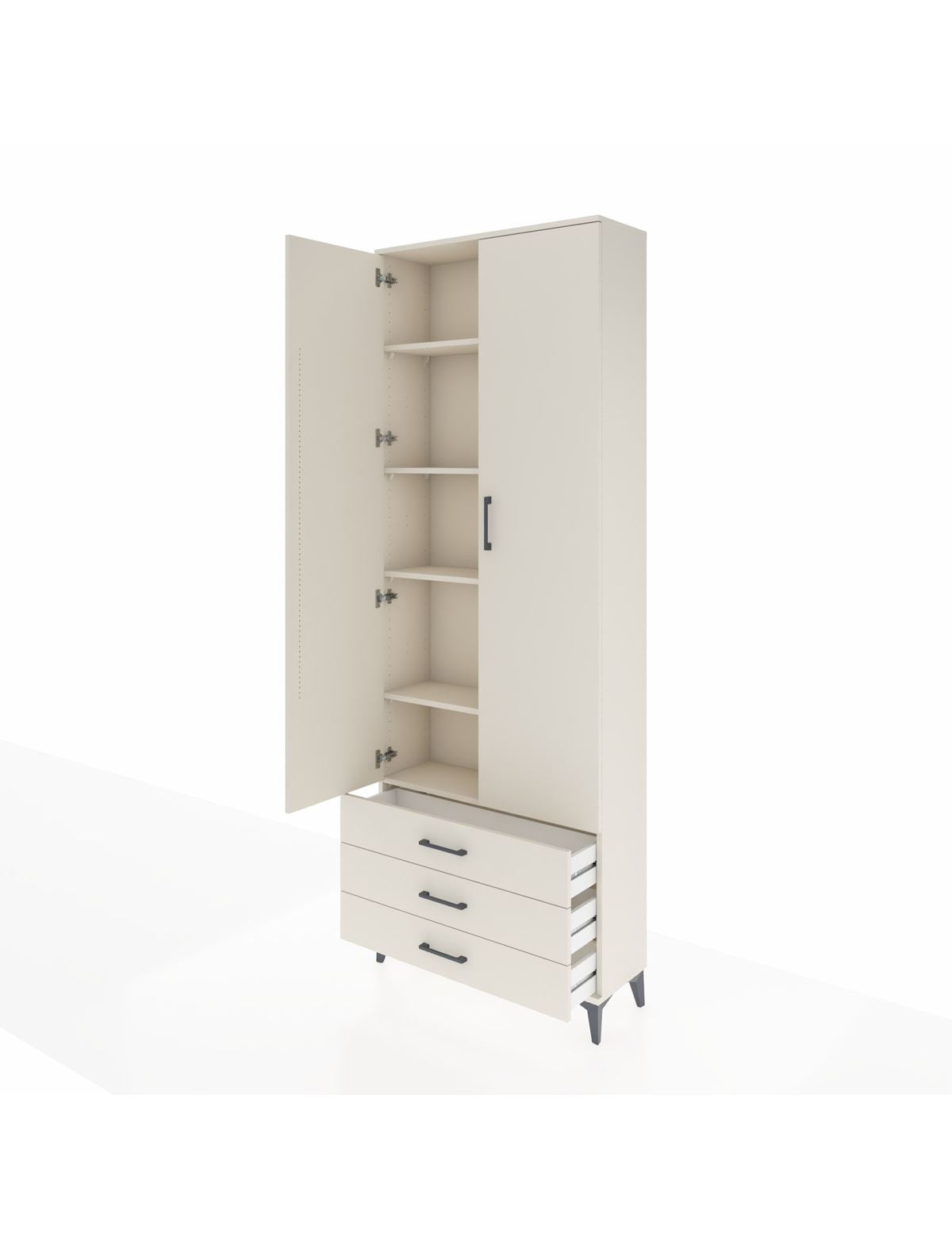 Arges Dolap 5 Raflı 3 Çekmeceli 2 Kapaklı 88x30x243 - S33M263V1A