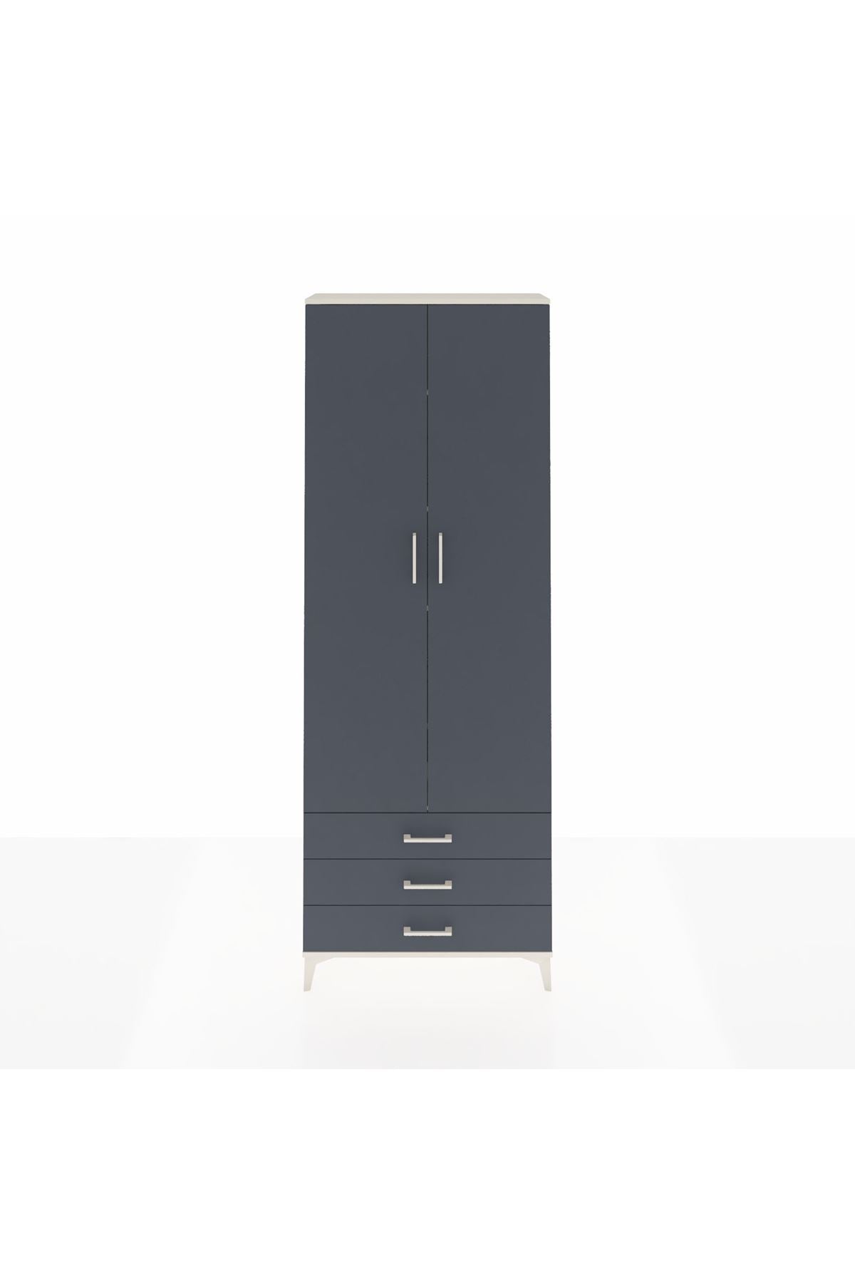 Arges Dolap 5 Raflı 3 Çekmeceli 2 Kapaklı 88x30x243 Aytaşı-Antrasit