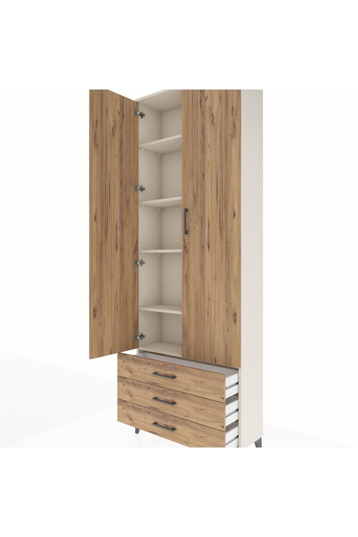 Arges Dolap 5 Raflı 3 Çekmeceli 2 Kapaklı 88x30x243 Aytaşı-Çam