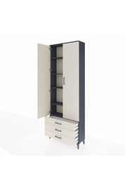 Arges Dolap 5 Raflı 3 Çekmeceli 2 Kapaklı 88x30x243 Antrasit-Aytaşı