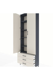 Arges Dolap 5 Raflı 3 Çekmeceli 2 Kapaklı 88x30x243 Antrasit-Aytaşı