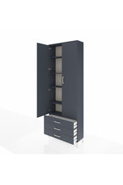 Arges Dolap 5 Raflı 3 Çekmeceli 2 Kapaklı 88x30x243 Antrasit-Antrasit