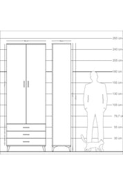 Arges Dolap 5 Raflı 3 Çekmeceli 2 Kapaklı 88x30x243 Antrasit-Antrasit