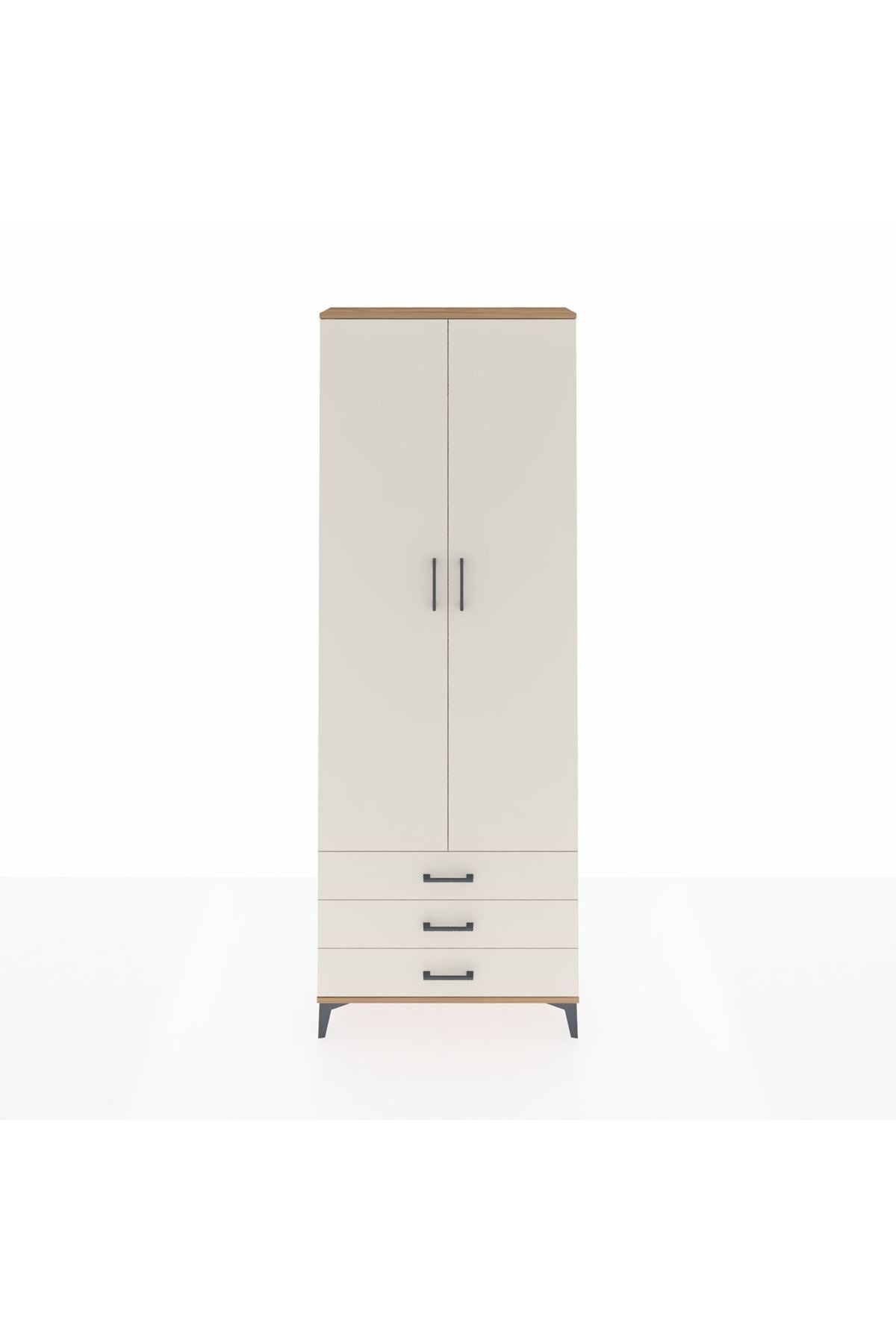 Arges Dolap 5 Raflı 3 Çekmeceli 2 Kapaklı 88x30x243 Çam-Aytaşı