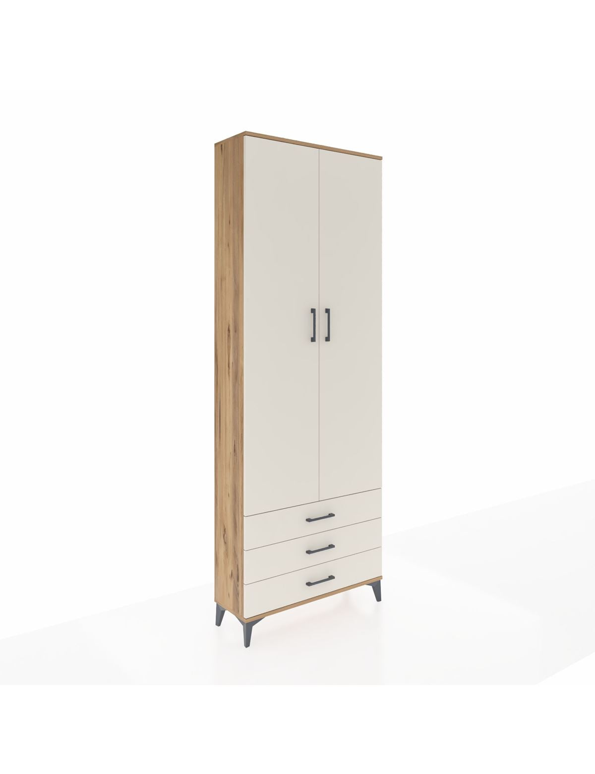 Arges Dolap 5 Raflı 3 Çekmeceli 2 Kapaklı 88x30x243 Çam-Aytaşı