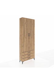 Arges Dolap 5 Raflı 3 Çekmeceli 2 Kapaklı 88x30x243 Çam-Çam