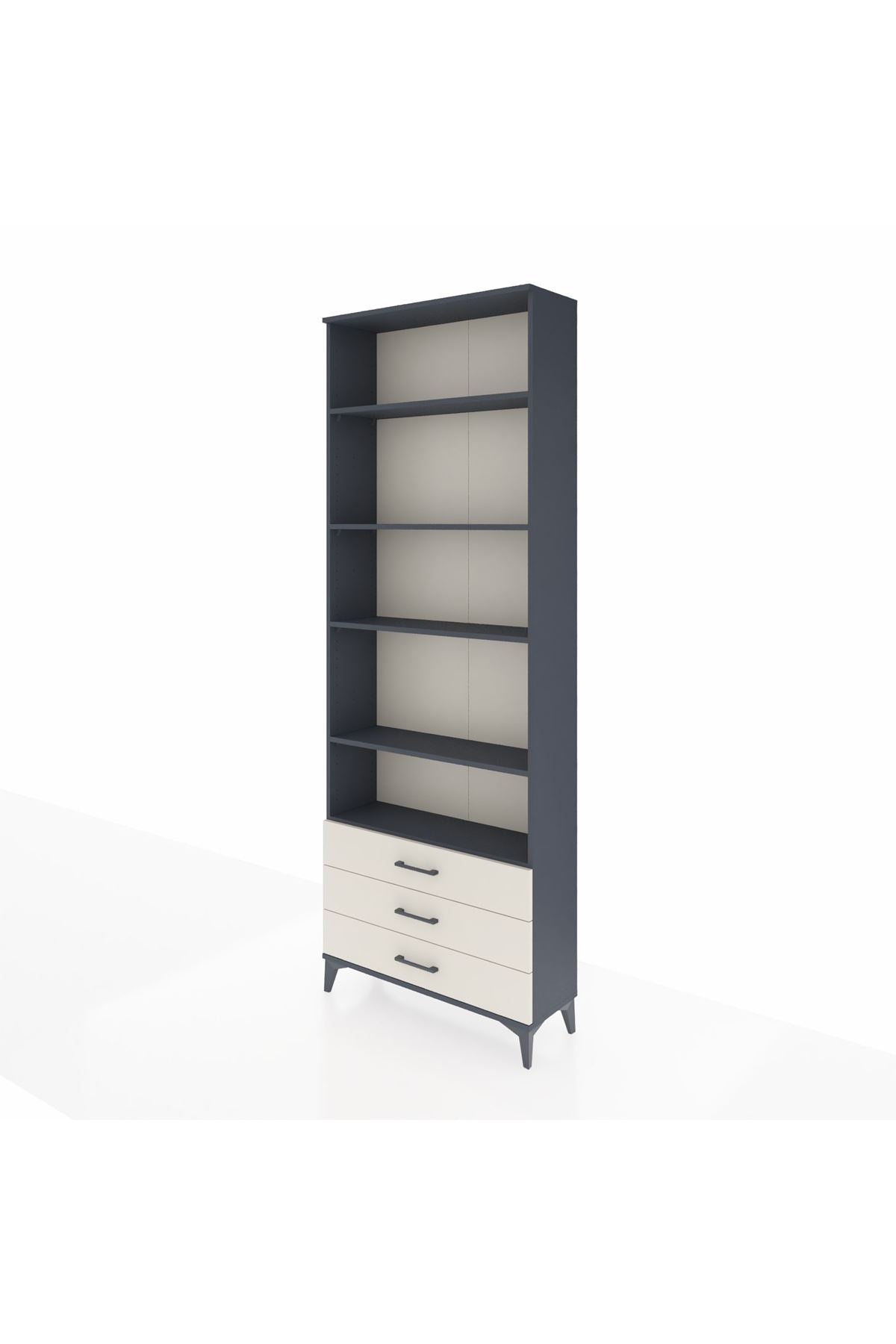 Arges Dolap 5 Raflı 3 Çekmeceli 88x30x243 Antrasit-Aytaşı