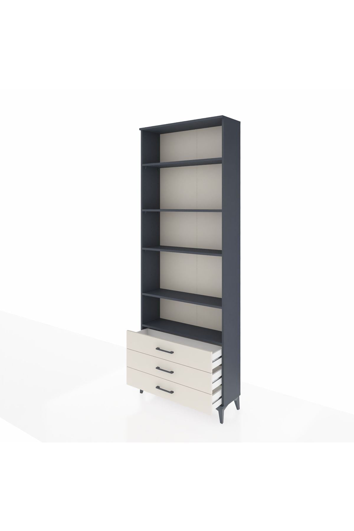Arges Dolap 5 Raflı 3 Çekmeceli 88x30x243 Antrasit-Aytaşı