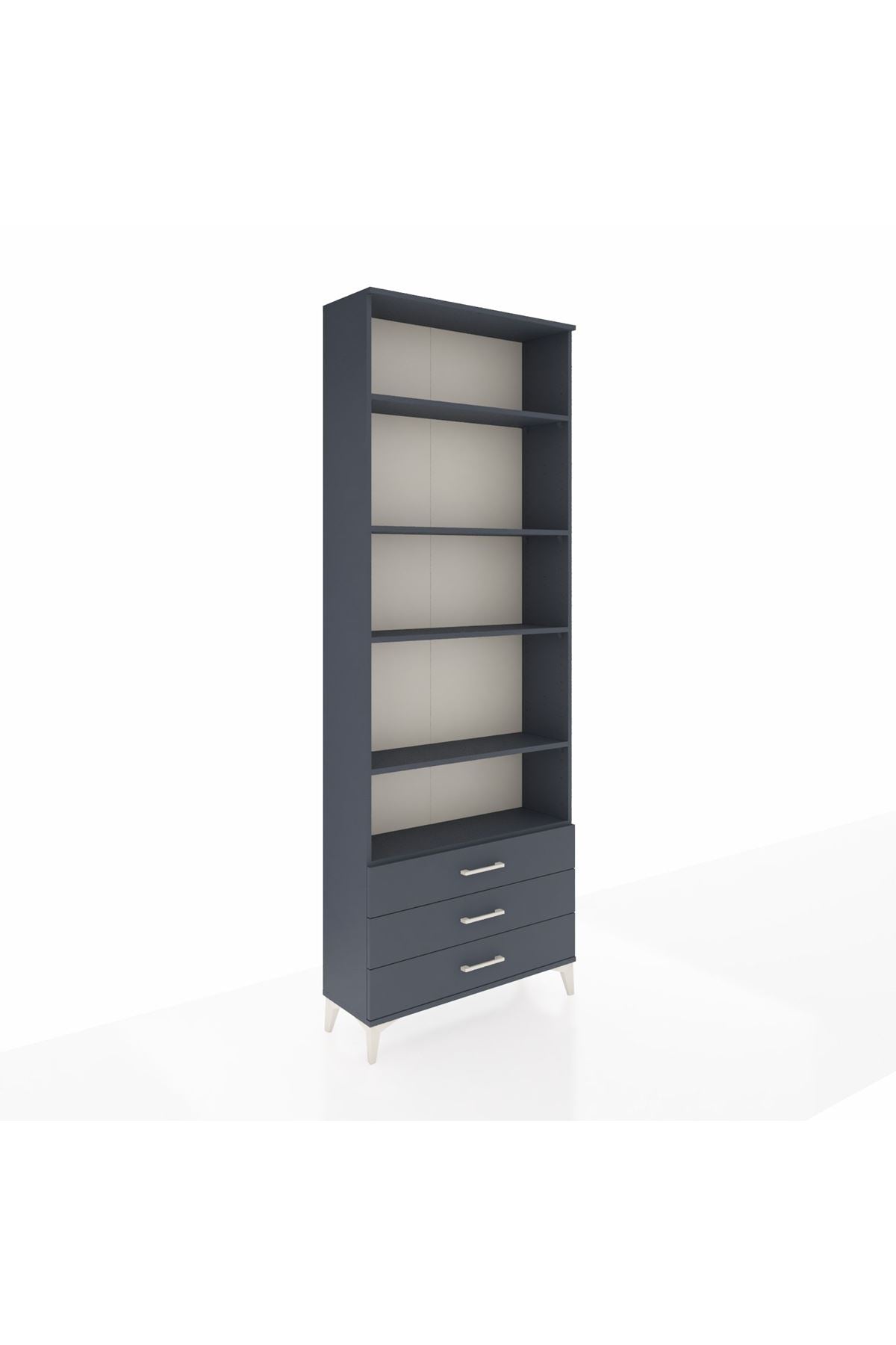 Arges Dolap 5 Raflı 3 Çekmeceli 88x30x243 Antrasit-Antrasit