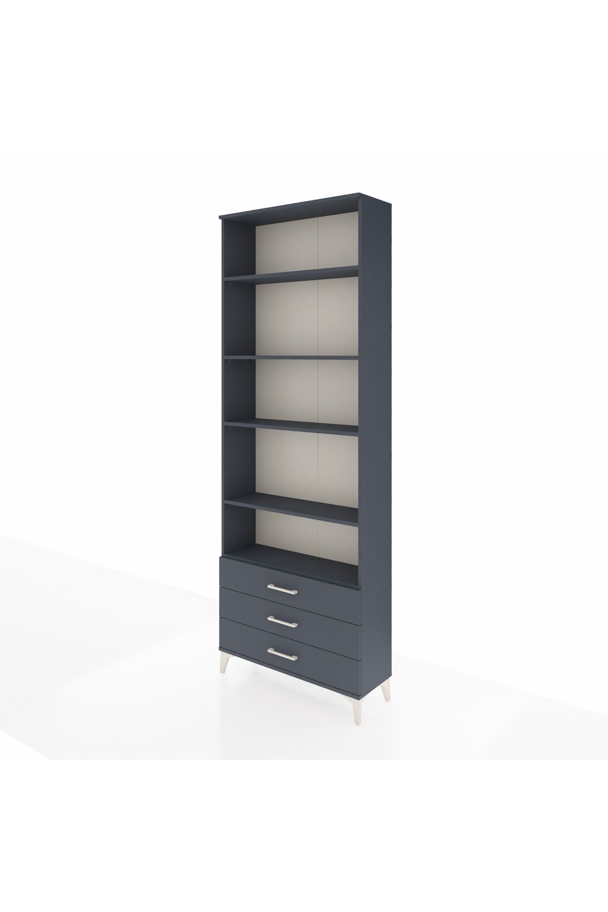 Arges Dolap 5 Raflı 3 Çekmeceli 88x30x243 Antrasit-Antrasit