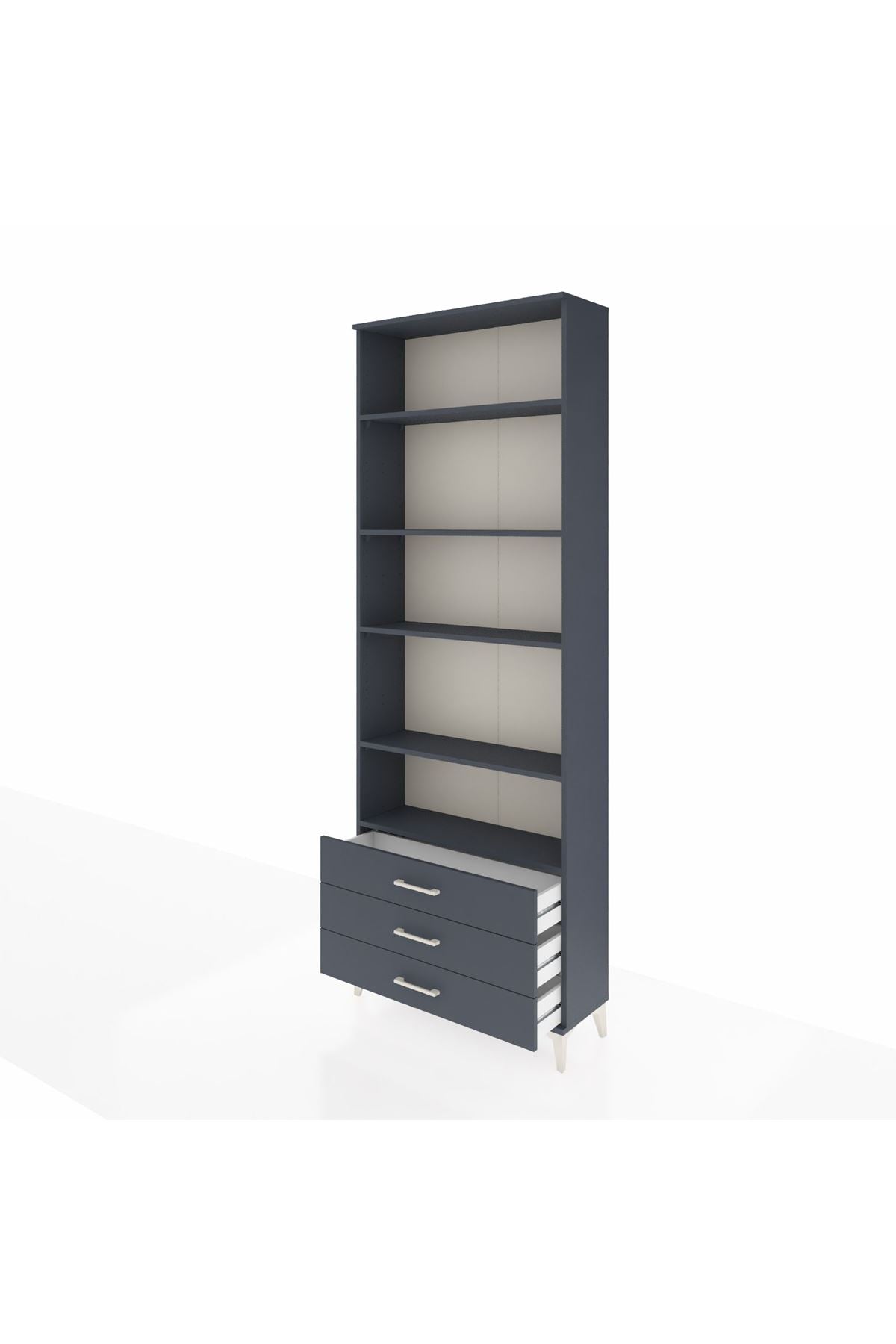 Arges Dolap 5 Raflı 3 Çekmeceli 88x30x243 Antrasit-Antrasit