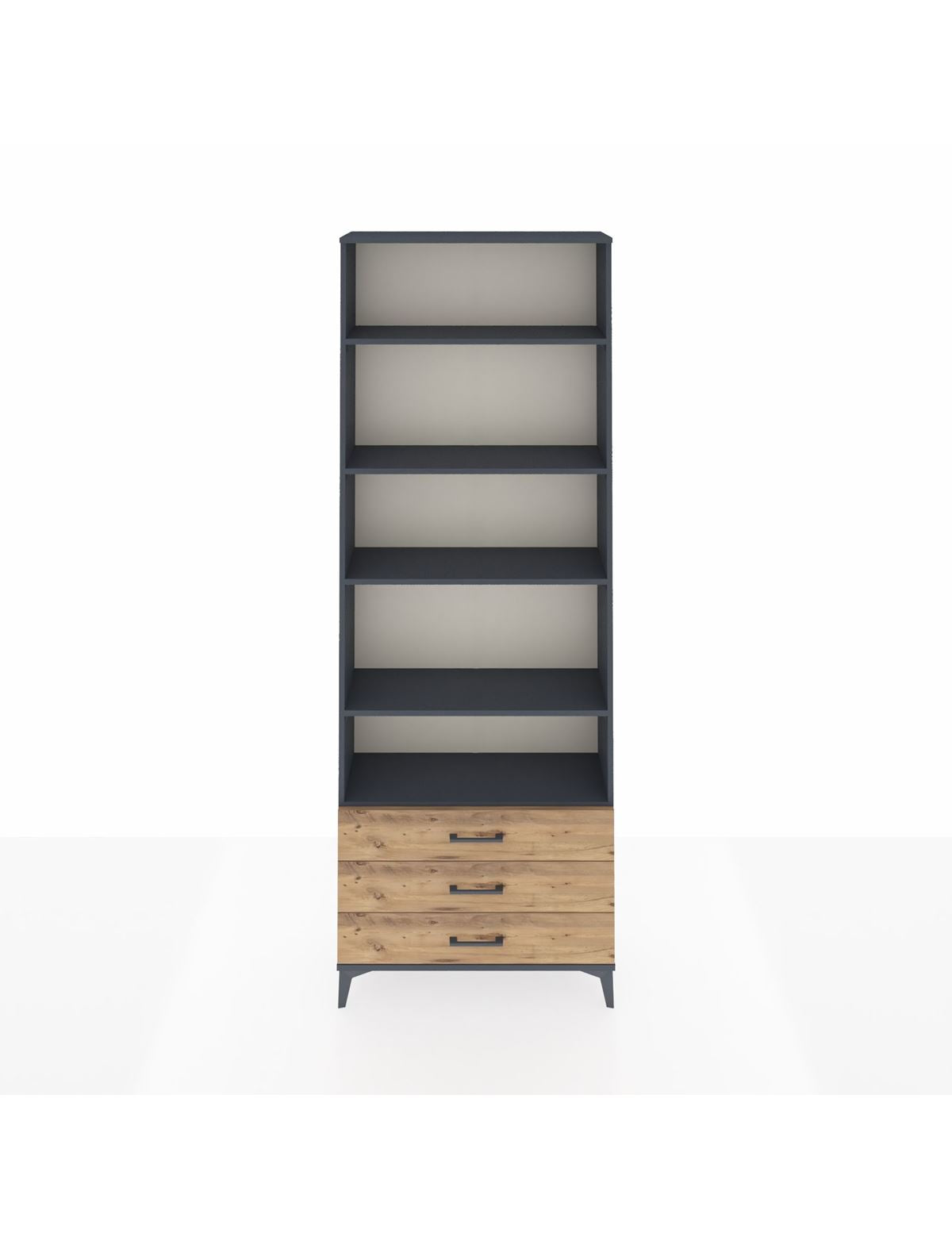 Arges Dolap 5 Raflı 3 Çekmeceli 88x30x243 Antrasit-Çam