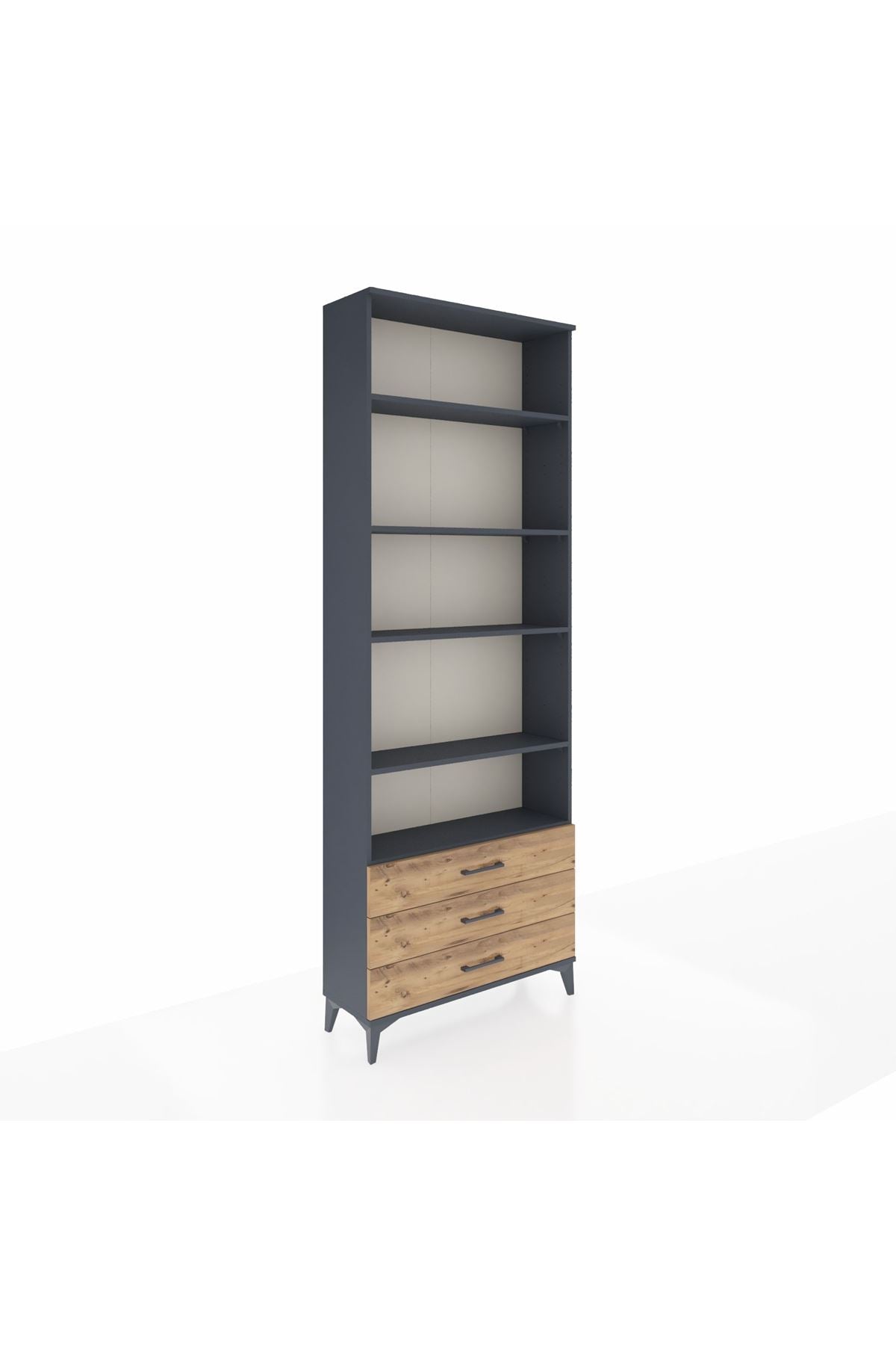 Arges Dolap 5 Raflı 3 Çekmeceli 88x30x243 Antrasit-Çam