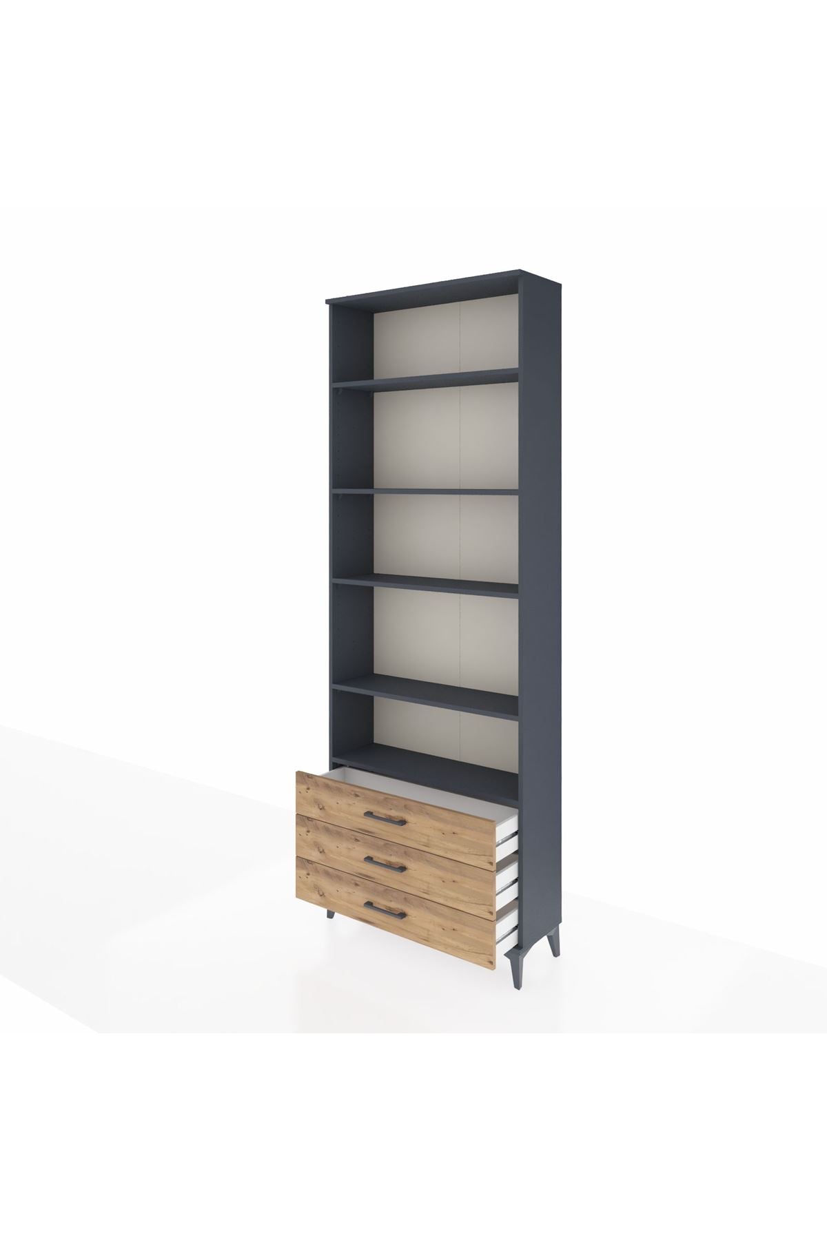 Arges Dolap 5 Raflı 3 Çekmeceli 88x30x243 Antrasit-Çam