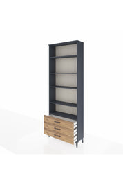 Arges Dolap 5 Raflı 3 Çekmeceli 88x30x243 Antrasit-Çam