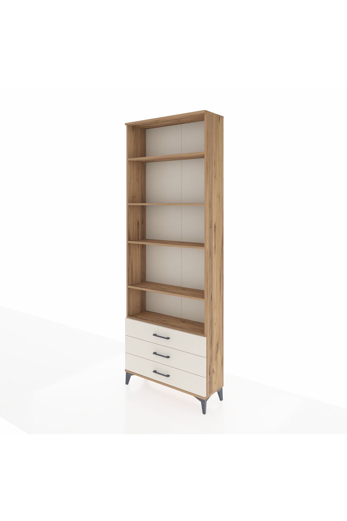 Arges Dolap 5 Raflı 3 Çekmeceli 88x30x243 Çam-Aytaşı