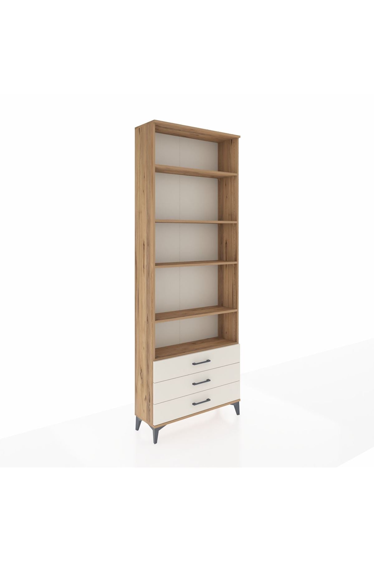 Arges Dolap 5 Raflı 3 Çekmeceli 88x30x243 Çam-Aytaşı