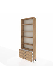 Arges Dolap 5 Raflı 3 Çekmeceli 88x30x243 Çam-Çam