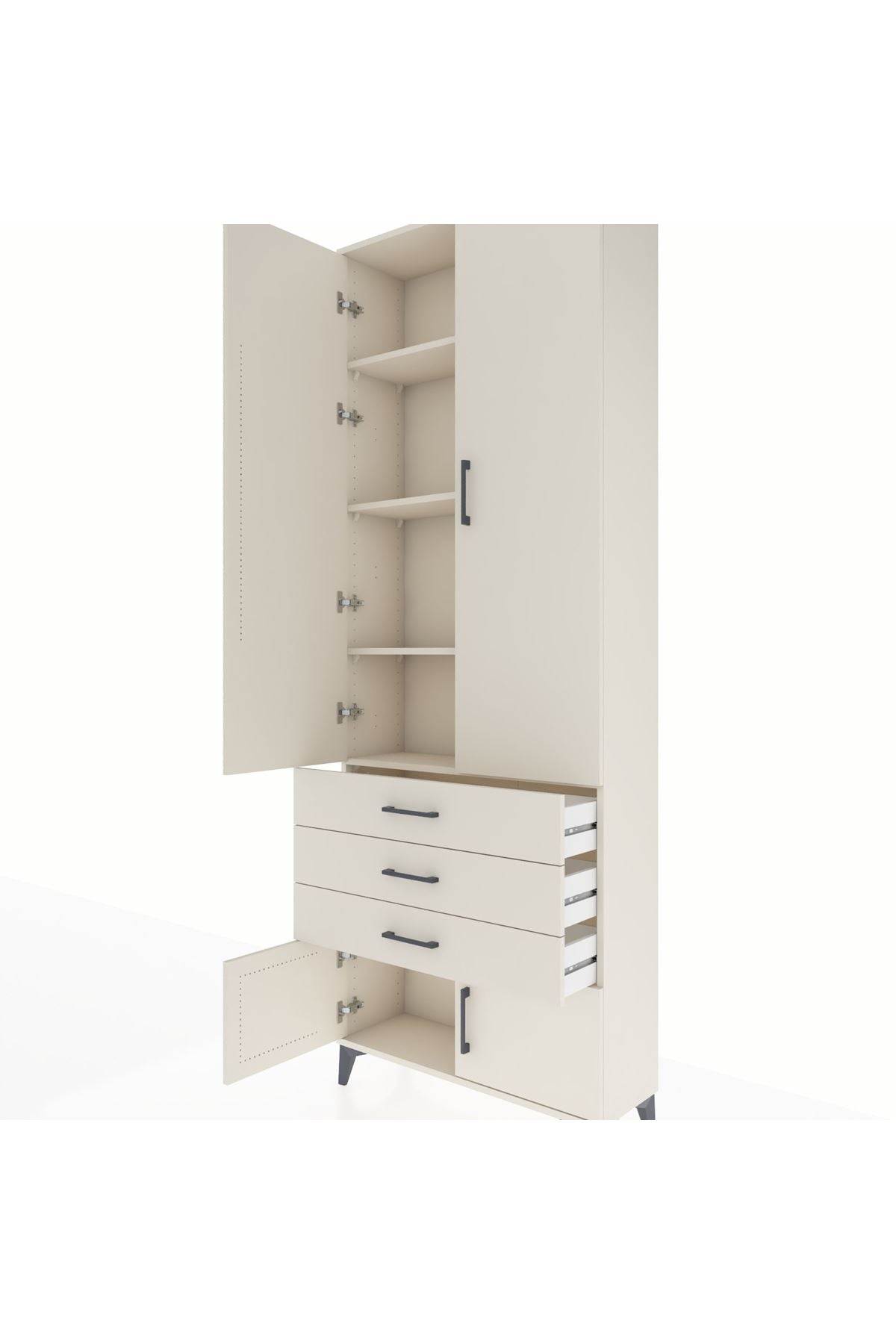 Arges Dolap 4 Raflı 3 Çekmeceli 4 Kapaklı 88x30x243 Aytaşı-Aytaşı