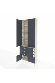 Arges Dolap 4 Raflı 3 Çekmeceli 4 Kapaklı 88x30x243 Aytaşı-Antrasit