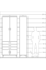 Arges Dolap 4 Raflı 3 Çekmeceli 4 Kapaklı 88x30x243 - S33M265V2A