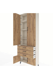 Arges Dolap 4 Raflı 3 Çekmeceli 4 Kapaklı 88x30x243 Aytaşı-Çam