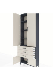 Arges Dolap 4 Raflı 3 Çekmeceli 4 Kapaklı 88x30x243 Antrasit-Aytaşı