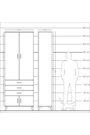 Arges Dolap 4 Raflı 3 Çekmeceli 4 Kapaklı 88x30x243 Antrasit-Aytaşı