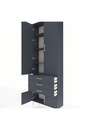 Arges Dolap 4 Raflı 3 Çekmeceli 4 Kapaklı 88x30x243 Antrasit-Antrasit