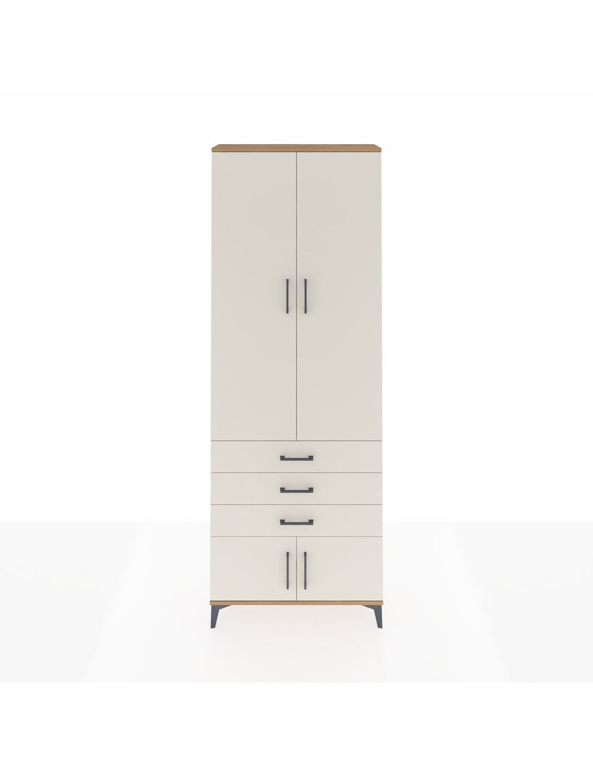 Arges Dolap 4 Raflı 3 Çekmeceli 4 Kapaklı 88x30x243 Çam-Aytaşı