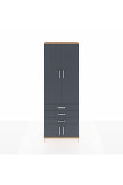 Arges Dolap 4 Raflı 3 Çekmeceli 4 Kapaklı 88x30x243 Çam-Antrasit