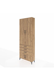 Arges Dolap 4 Raflı 3 Çekmeceli 4 Kapaklı 88x30x243 Çam-Çam