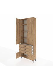 Arges Dolap 4 Raflı 3 Çekmeceli 4 Kapaklı 88x30x243 - S33M265V9A