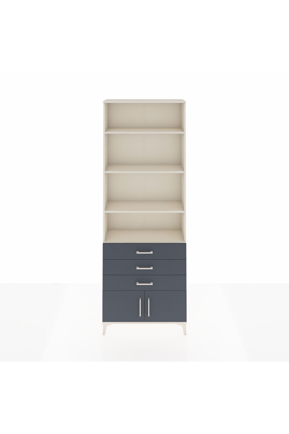 Arges Dolap 4 Raflı 3 Çekmeceli 2 Kapaklı 88x30x243 Aytaşı-Antrasit