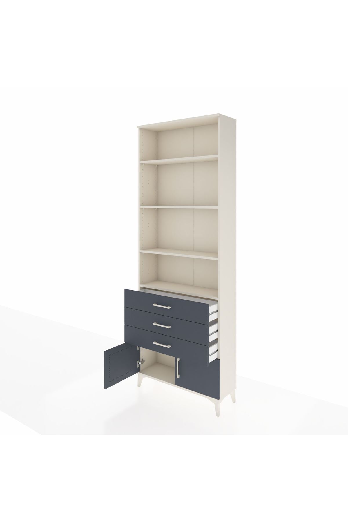 Arges Dolap 4 Raflı 3 Çekmeceli 2 Kapaklı 88x30x243 Aytaşı-Antrasit