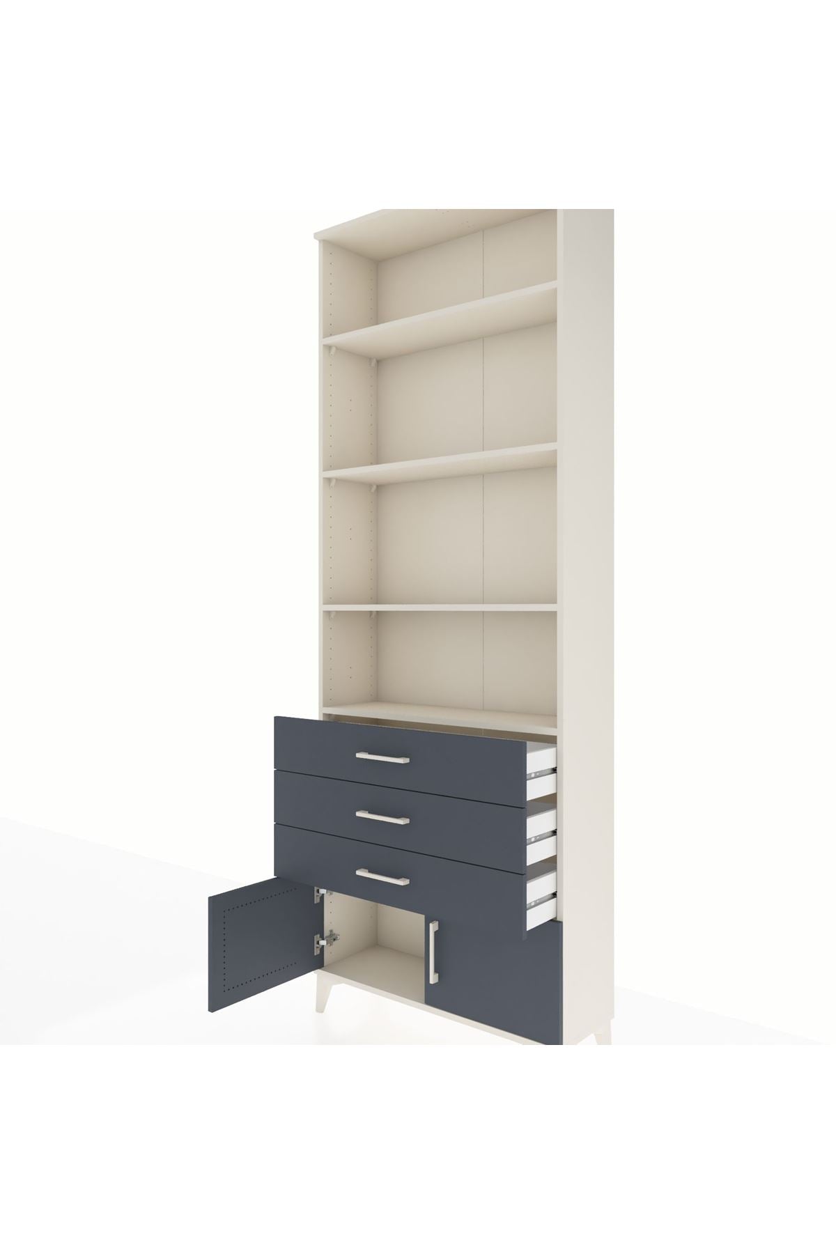 Arges Dolap 4 Raflı 3 Çekmeceli 2 Kapaklı 88x30x243 Aytaşı-Antrasit