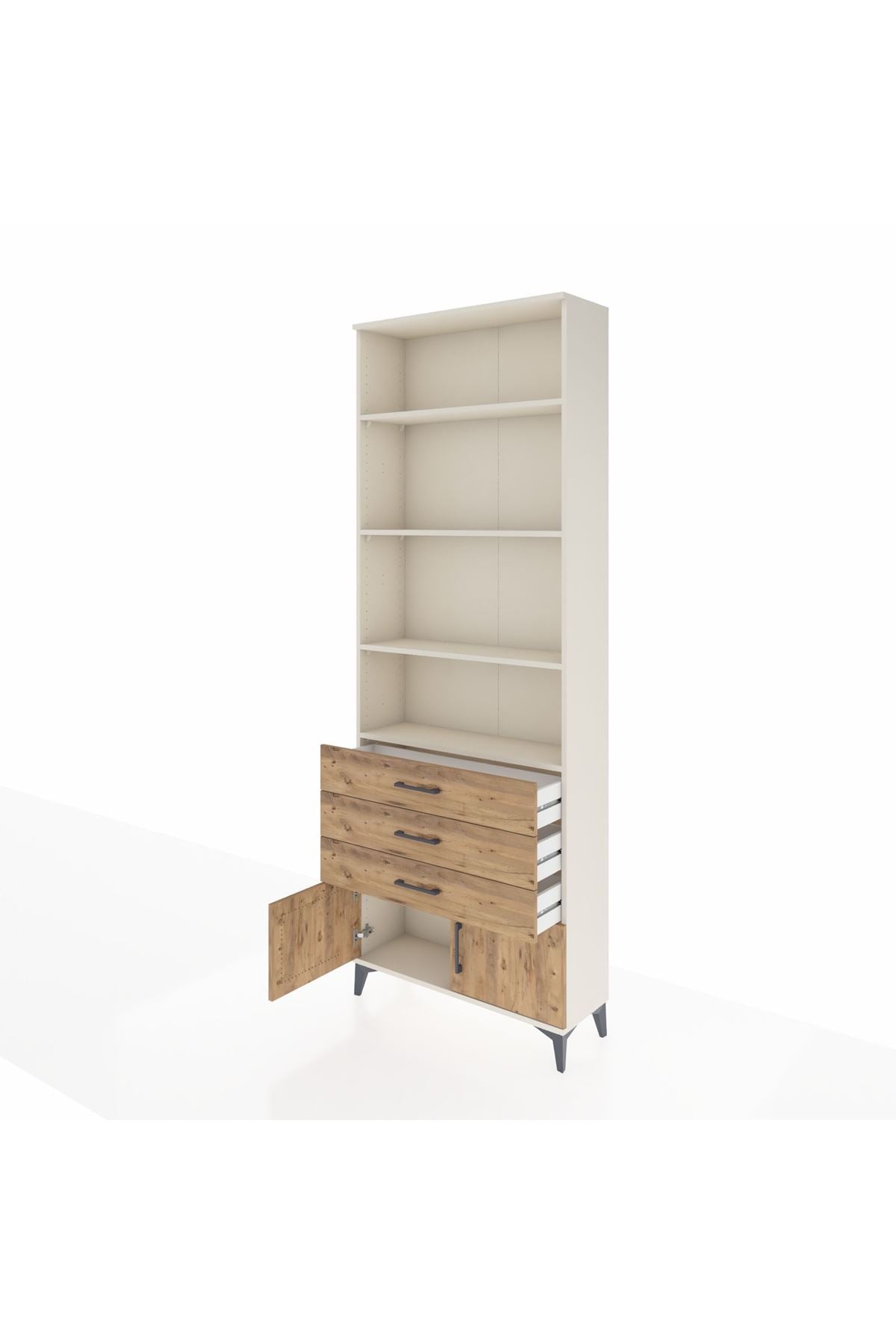 Arges Dolap 4 Raflı 3 Çekmeceli 2 Kapaklı 88x30x243 Aytaşı-Çam