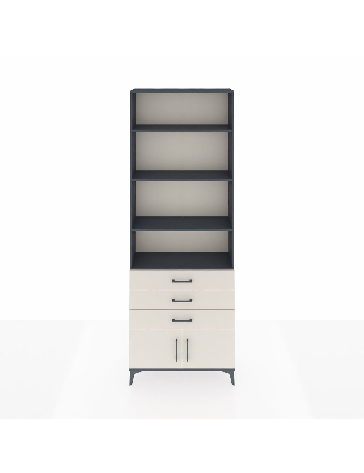 Arges Dolap 4 Raflı 3 Çekmeceli 2 Kapaklı 88x30x243 Antrasit-Aytaşı